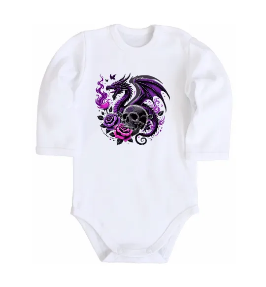 Дитячий бодік Violet dragon skull Білий фото