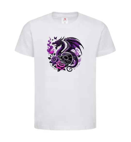 Дитяча футболка Violet dragon skull Білий фото