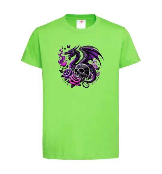 Дитяча футболка Violet dragon skull Лаймовий фото