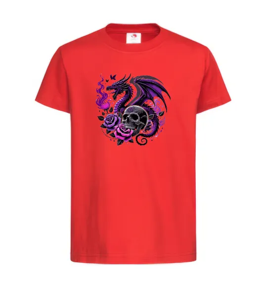 Дитяча футболка Violet dragon skull Червоний фото