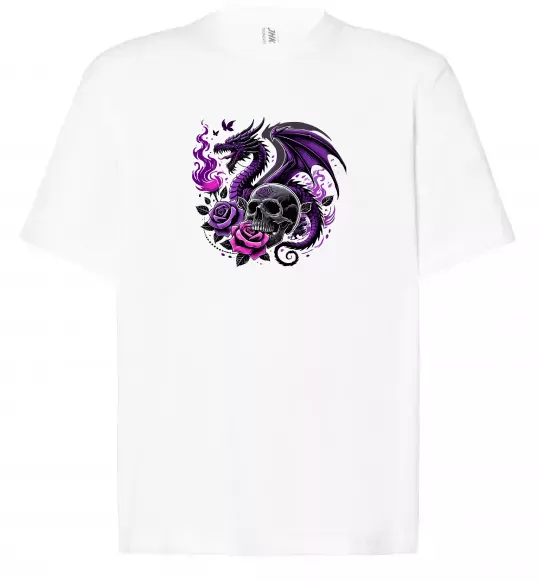 Футболка Оверсайз Violet dragon skull Білий фото