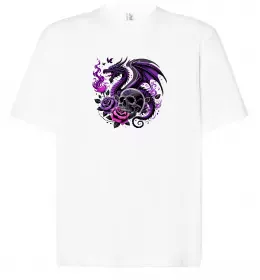 Футболка Оверсайз Violet dragon skull Белый фото