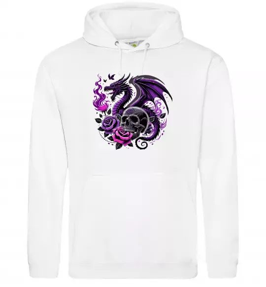 Мужская толстовка (худи) Violet dragon skull Белый фото