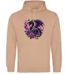 Мужская толстовка (худи) Violet dragon skull Песочный фото