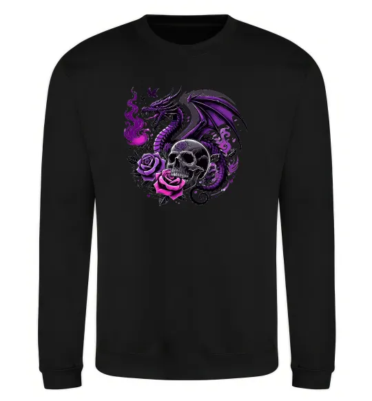 Свитшот Violet dragon skull Черный фото