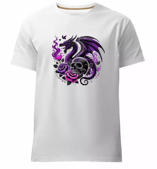 Мужская премиум футболка Violet dragon skull Белый фото