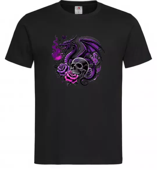 Мужская футболка Violet dragon skull Черный фото