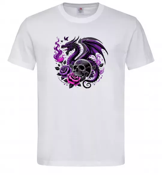 Мужская футболка Violet dragon skull Белый фото