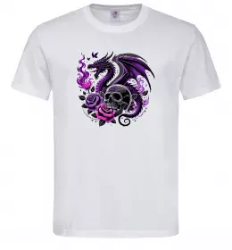Мужская футболка Violet dragon skull Белый фото