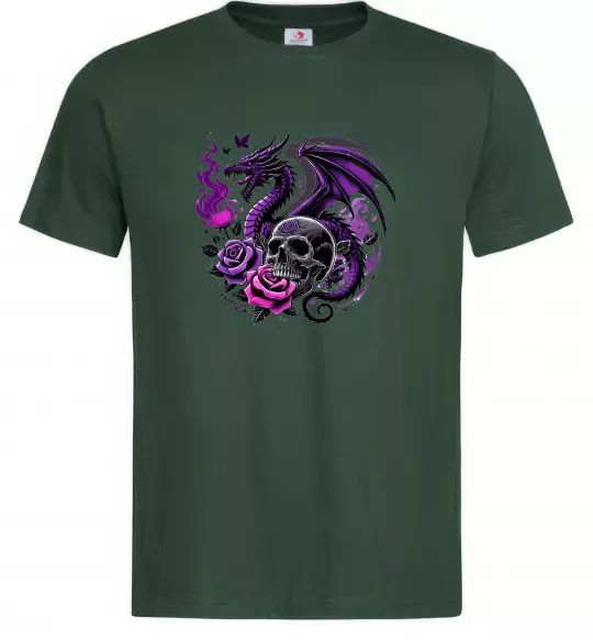 Мужская футболка Violet dragon skull Темно-зеленый фото