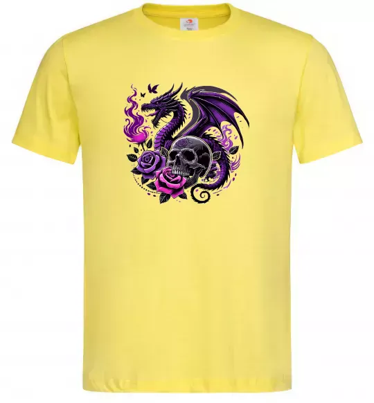 Мужская футболка Violet dragon skull Лимонный фото