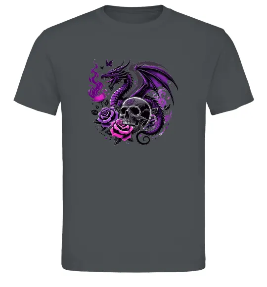 Мужская футболка Violet dragon skull Графит фото