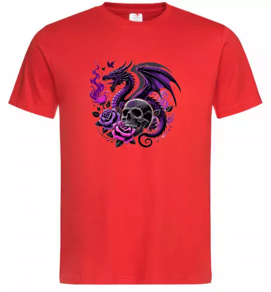Мужская футболка Violet dragon skull Красный фото