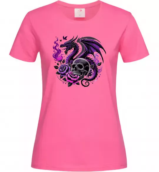 Женская футболка Violet dragon skull Ярко-розовый фото