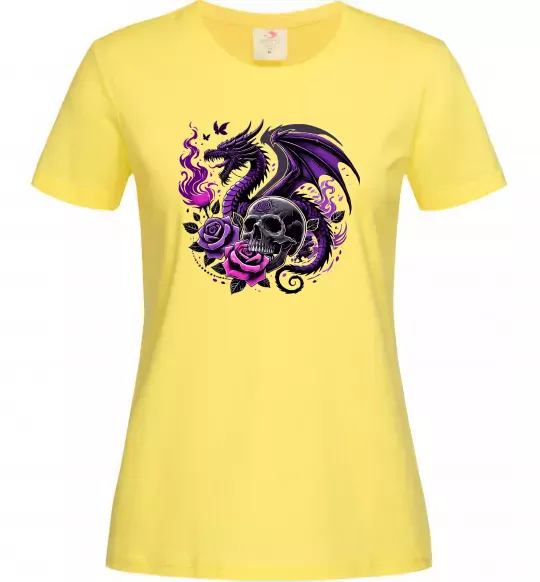 Женская футболка Violet dragon skull Лимонный фото