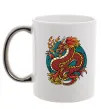 Чашка с цветной ручкой Вогняний дракон Серебро фото