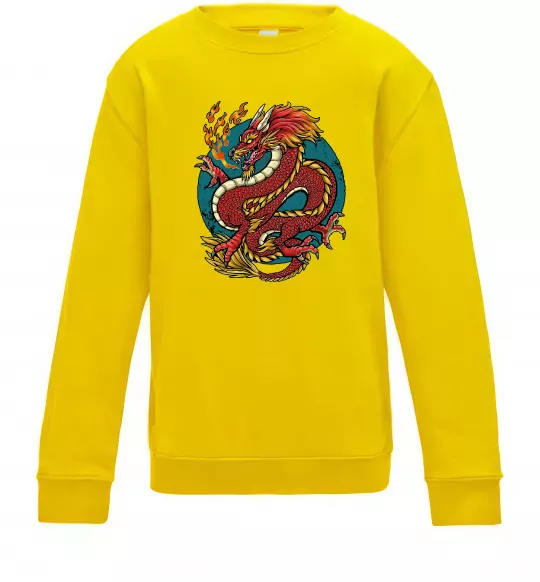Детский Свитшот Вогняний дракон Солнечно желтый фото