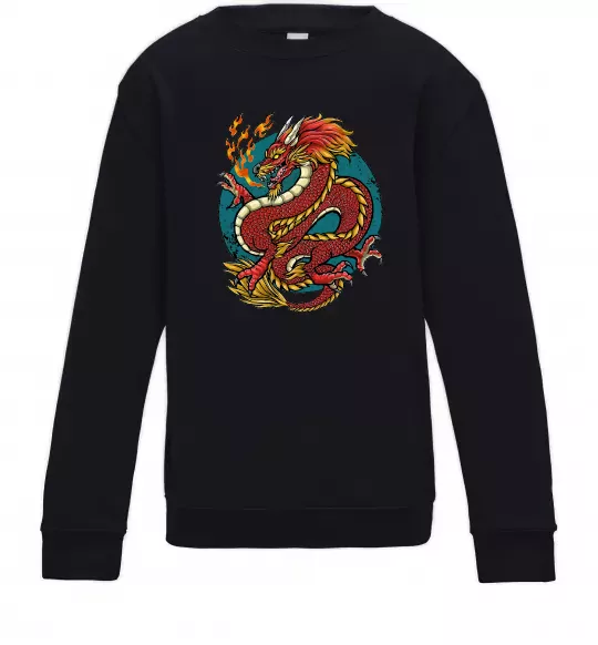 Детский Свитшот Вогняний дракон Черный фото