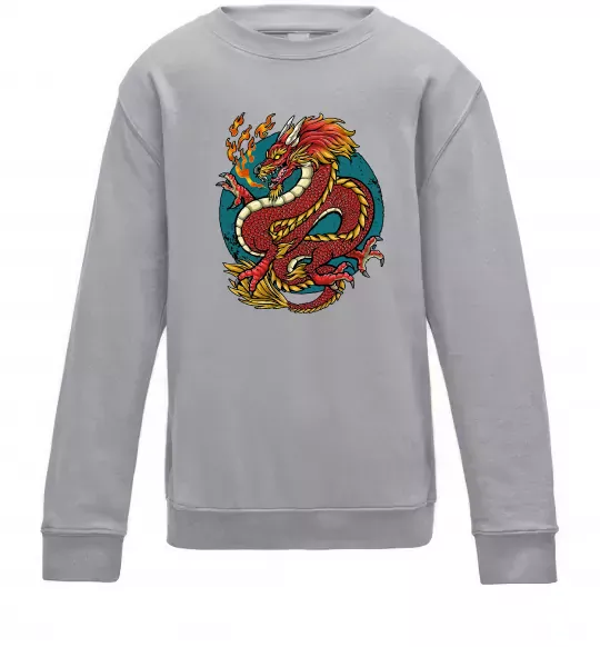 Детский Свитшот Вогняний дракон Серый меланж фото