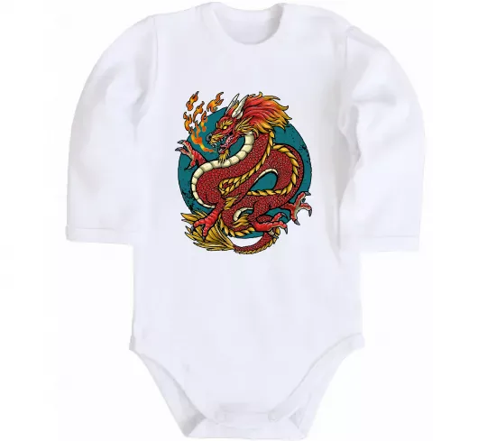 Детский боди Вогняний дракон Белый фото
