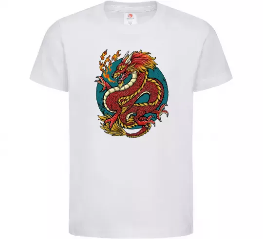 Детская футболка Вогняний дракон Белый фото