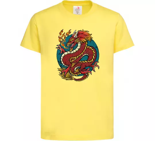 Детская футболка Вогняний дракон Лимонный фото