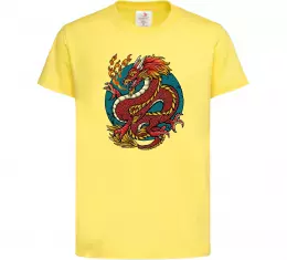 Детская футболка Вогняний дракон Лимонный фото