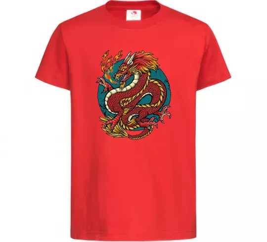 Детская футболка Вогняний дракон Красный фото