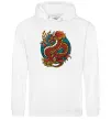 Чоловіча толстовка (худі) Вогняний дракон Білий фото
