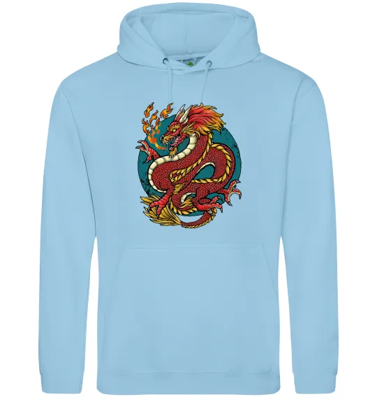Чоловіча толстовка (худі) Вогняний дракон Блакитний фото