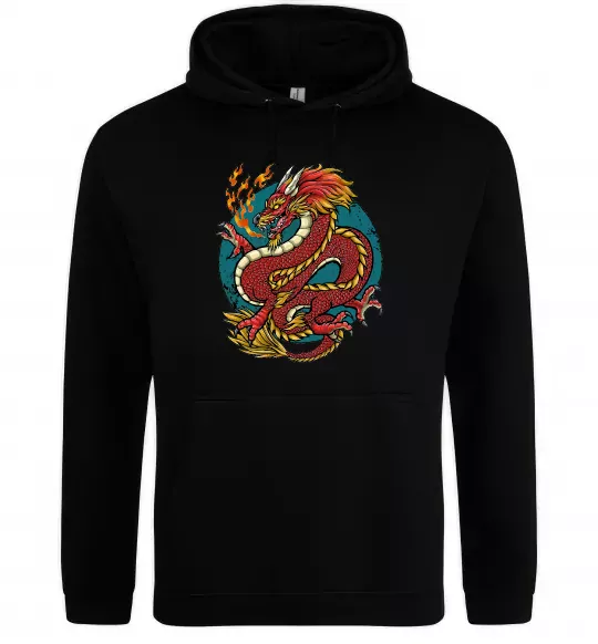 Жіноча толстовка (худі) Вогняний дракон Чорний фото