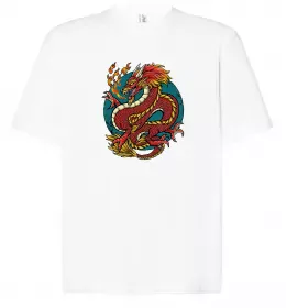 Футболка Оверсайз Вогняний дракон Белый фото
