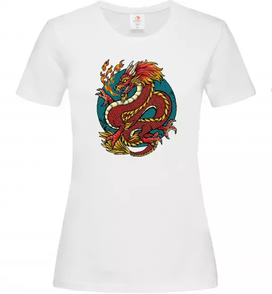 Женская футболка Вогняний дракон Белый фото