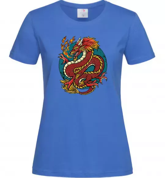 Женская футболка Вогняний дракон Ярко-синий фото