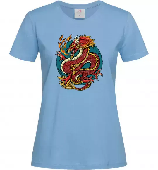 Женская футболка Вогняний дракон Голубой фото