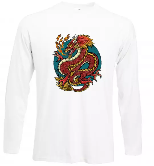 Лонгслив Вогняний дракон Белый фото