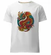 Мужская премиум футболка Вогняний дракон Белый фото