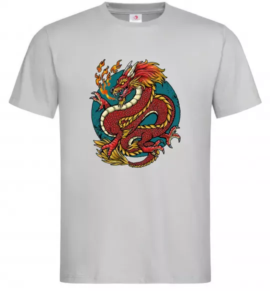 Мужская футболка Вогняний дракон Серый фото