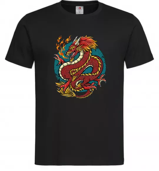 Мужская футболка Вогняний дракон Черный фото