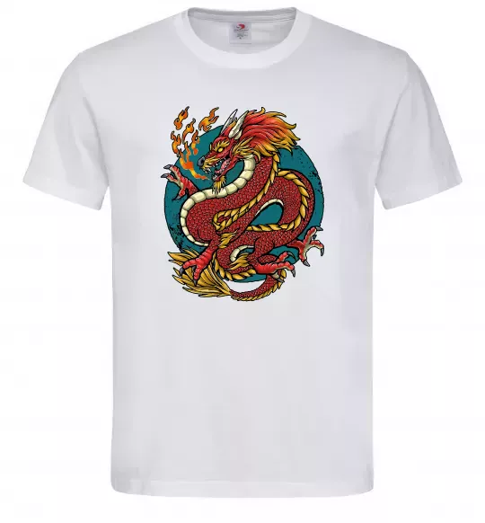 Мужская футболка Вогняний дракон Белый фото