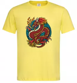 Мужская футболка Вогняний дракон Лимонный фото