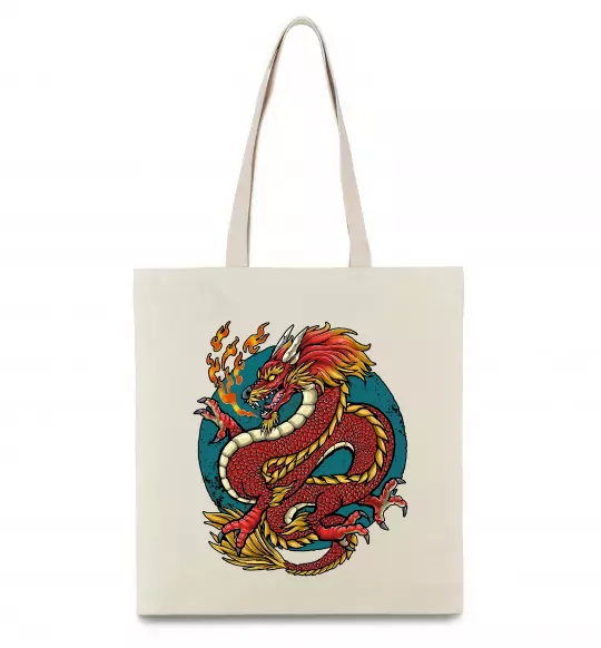 Эко-сумка Вогняний дракон Бежевый фото