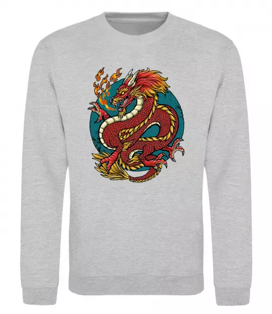 Свитшот Вогняний дракон Серый меланж фото