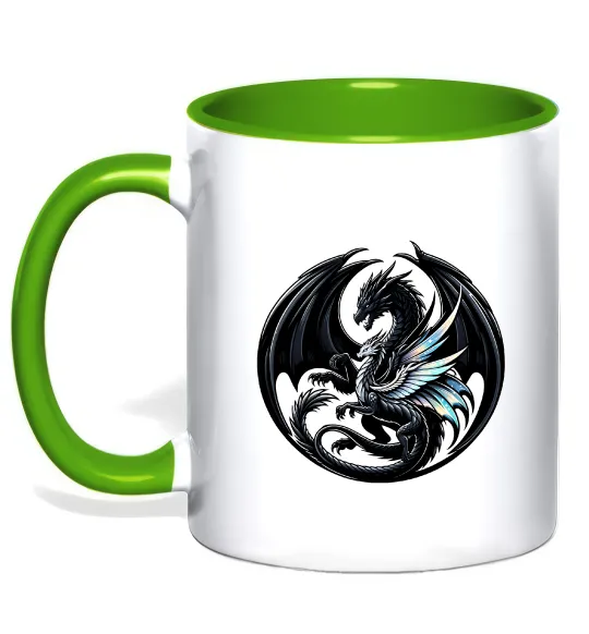 Чашка с цветной ручкой Дракони коло Лаймовый фото