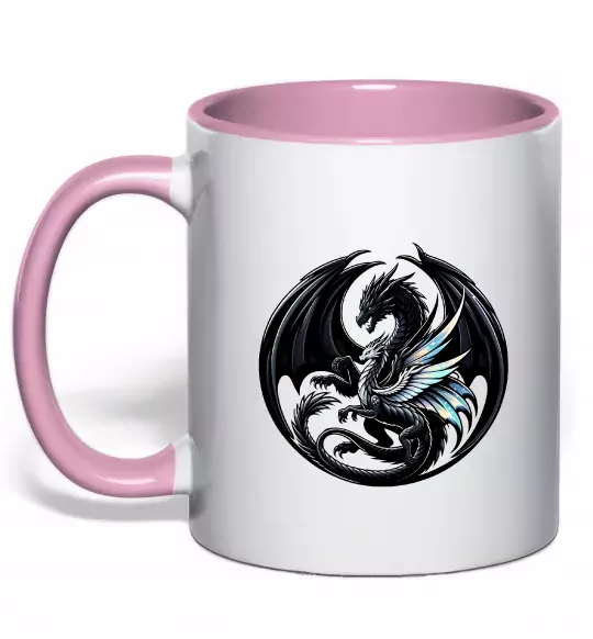Чашка с цветной ручкой Дракони коло Нежно розовый фото