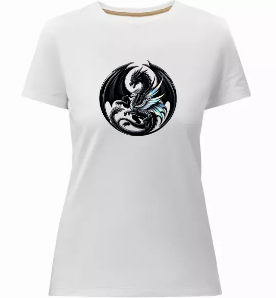 Женская премиум футболка Дракони коло Белый фото