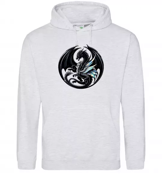 Женская толстовка (худи) Дракони коло Серый меланж фото