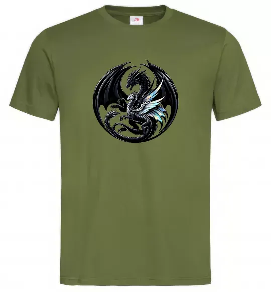 Мужская футболка Дракони коло Оливковый фото