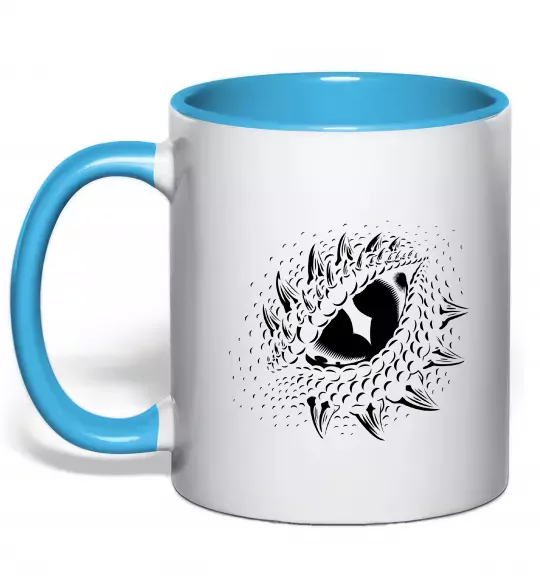 Чашка с цветной ручкой Dragon eye Голубой фото