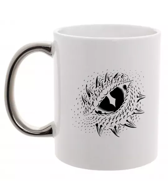 Чашка с цветной ручкой Dragon eye Серебро фото